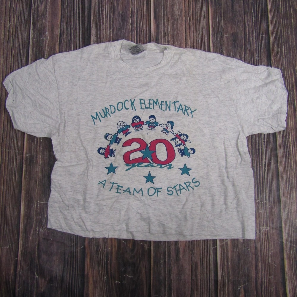 Oneita T-Shirt Women Large Gray Murdock Elementary Vintage Graphic Tee